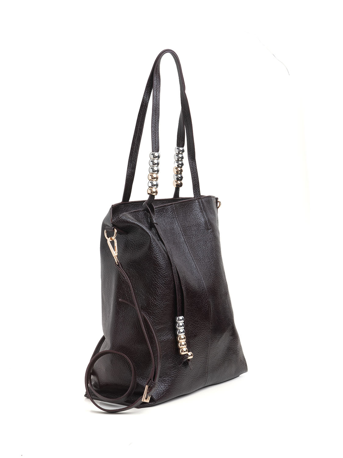 Shopper con boules metalliche - ROSSO