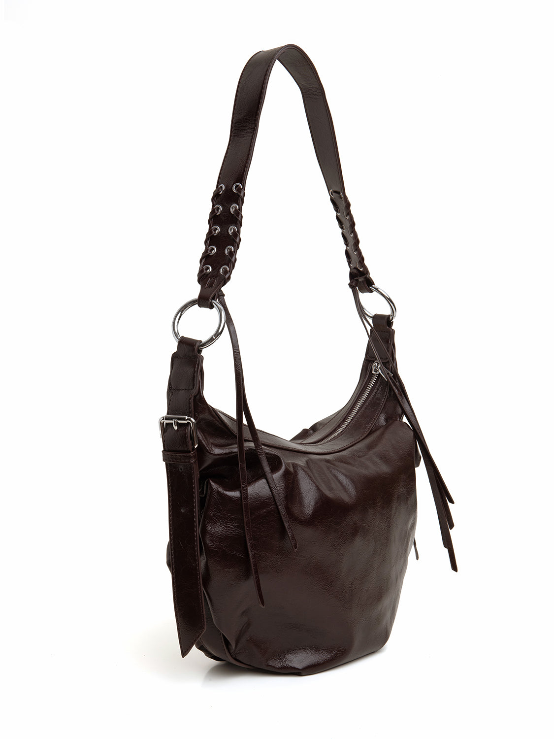Borsa mezzaluna boho - CIOCCOLATO