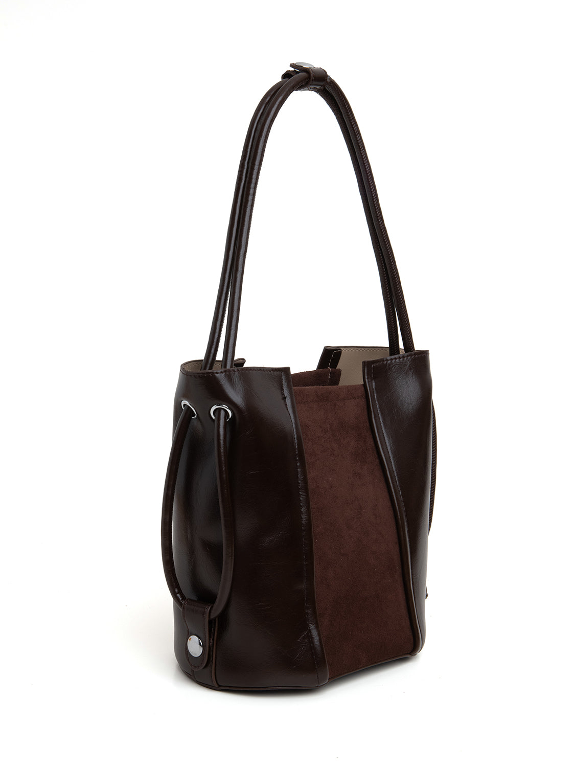 Borsa bucket bi-texture - CIOCCOLATO