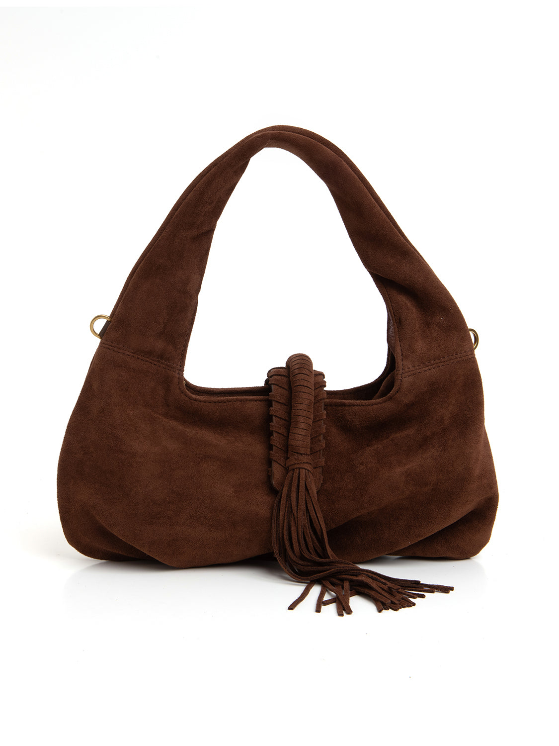 Borsa suede a mezzaluna - MARRONE