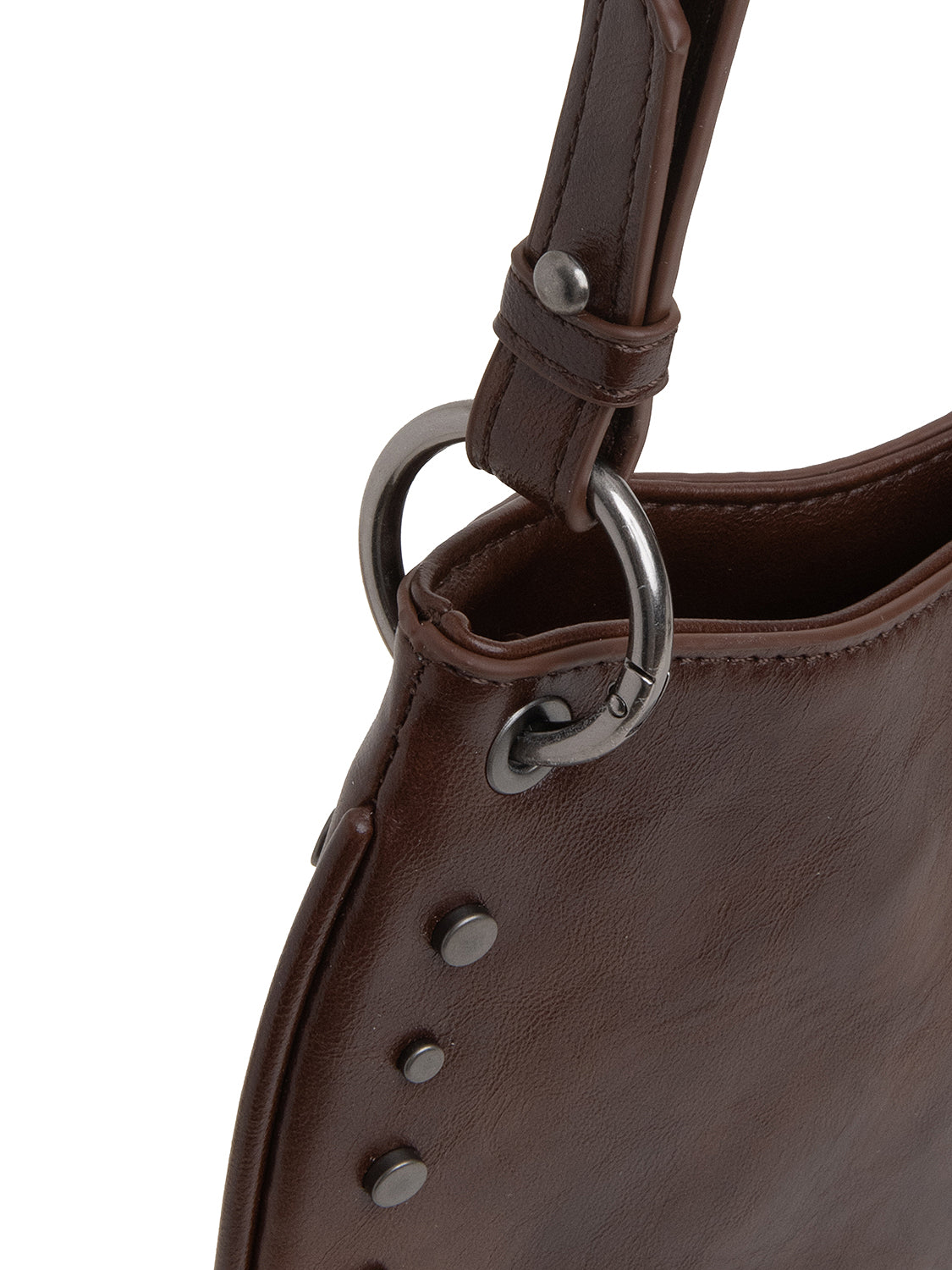 Borsa mezzaluna con borchie - COFFEE