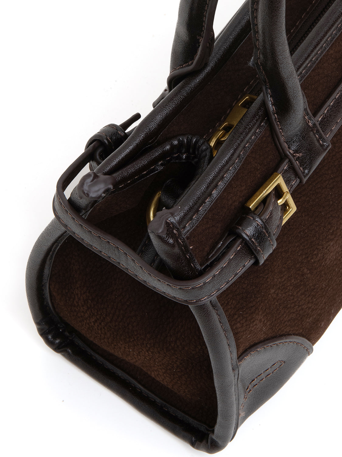 Borsa satchel bi-texture - CAFFÈ