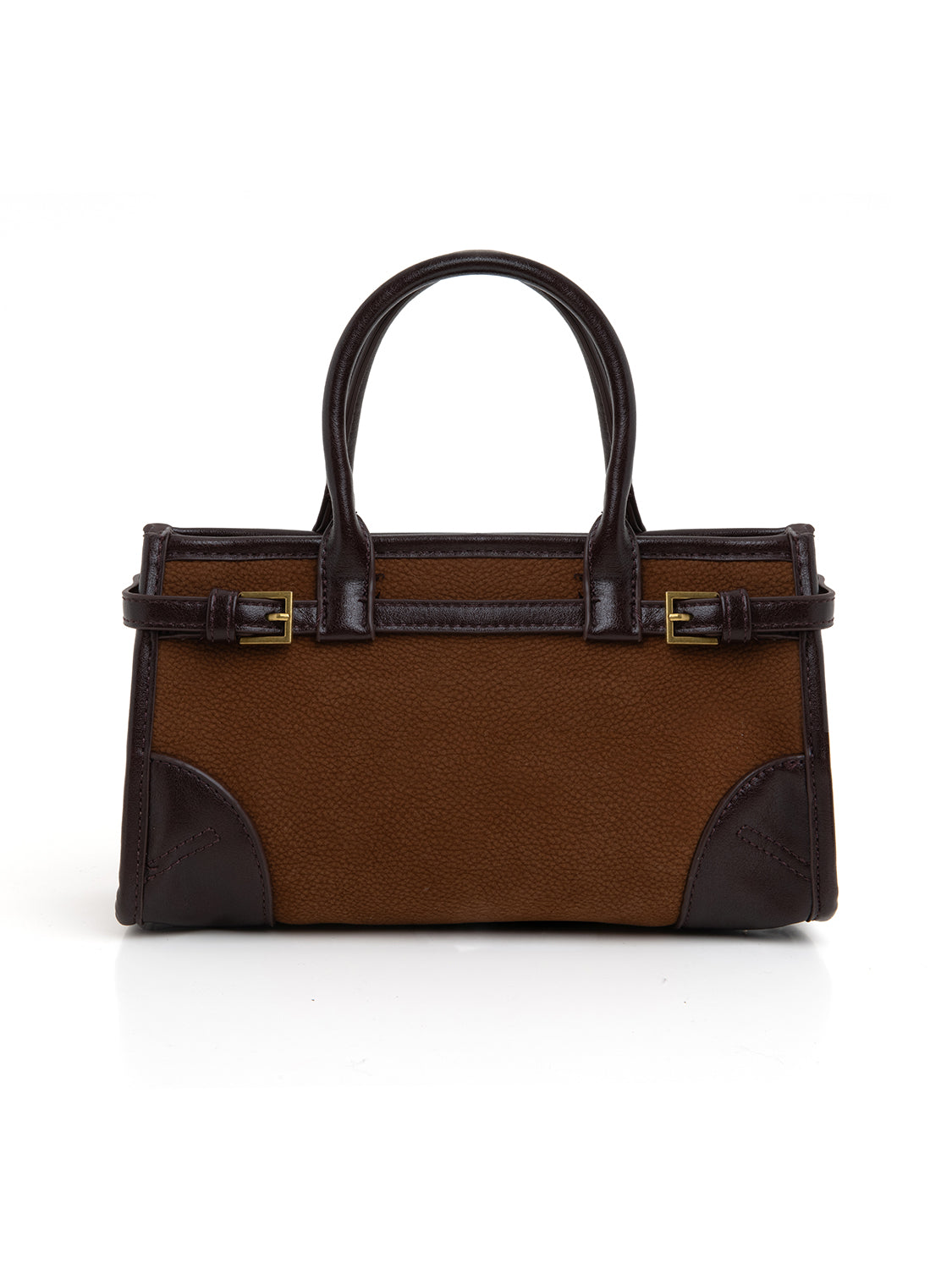 Borsa satchel bi-texture - MARRONE