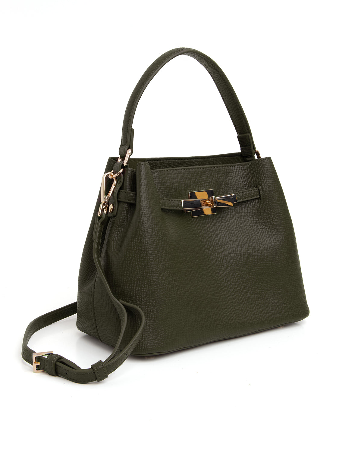 Borsa trapezoide con chiusura gold - VERDE