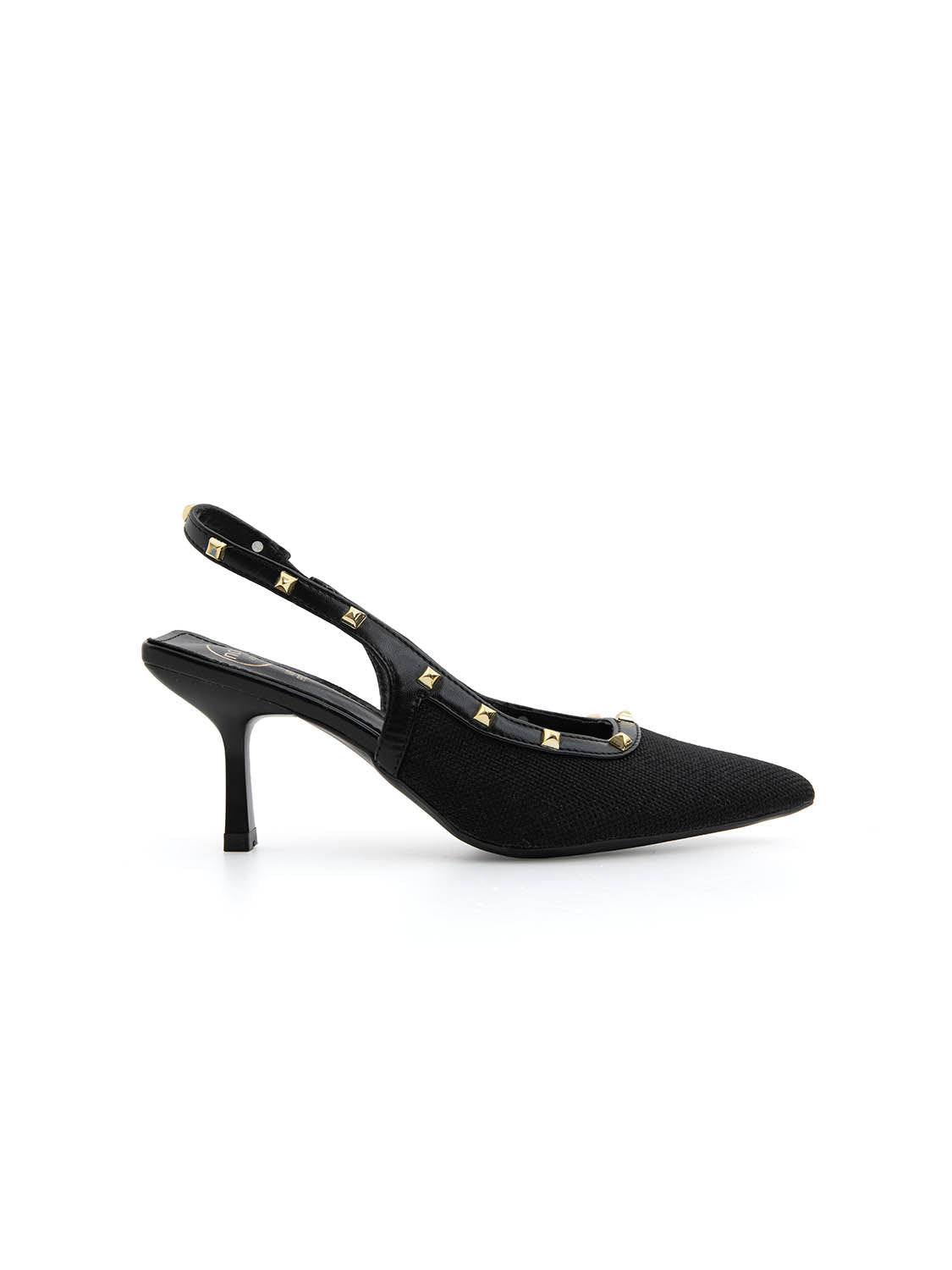 Slingback borchiata con tacco 7 - NERO