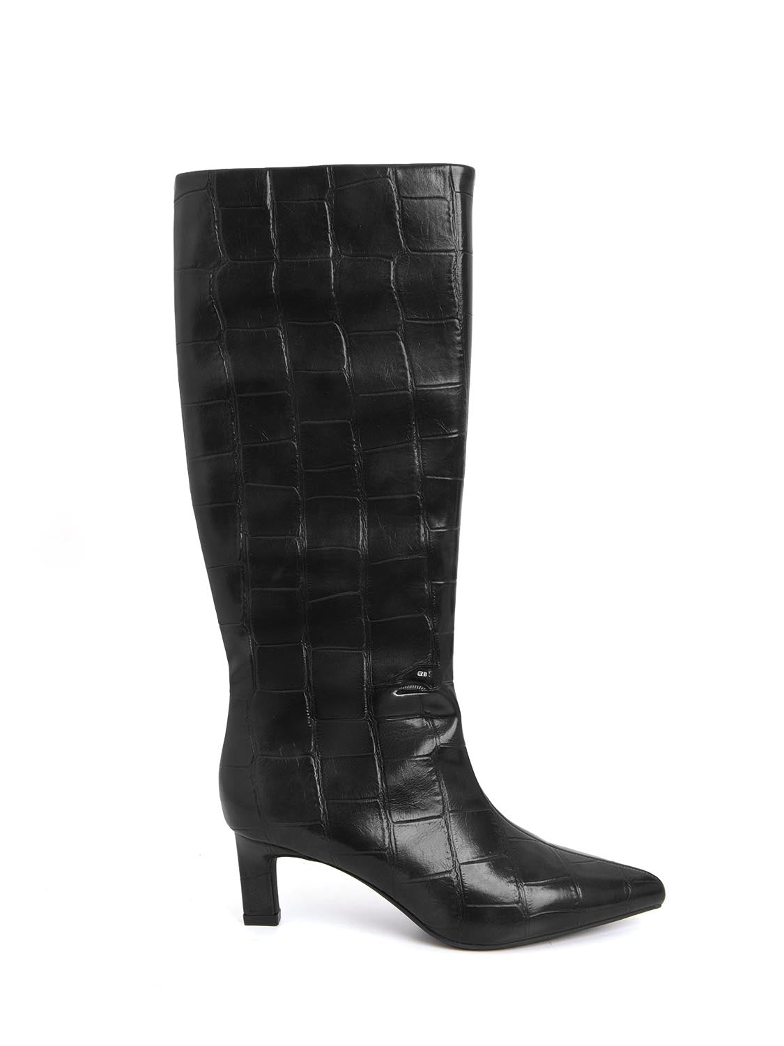 Stivale maxi-cocco con tacco kitten - NERO