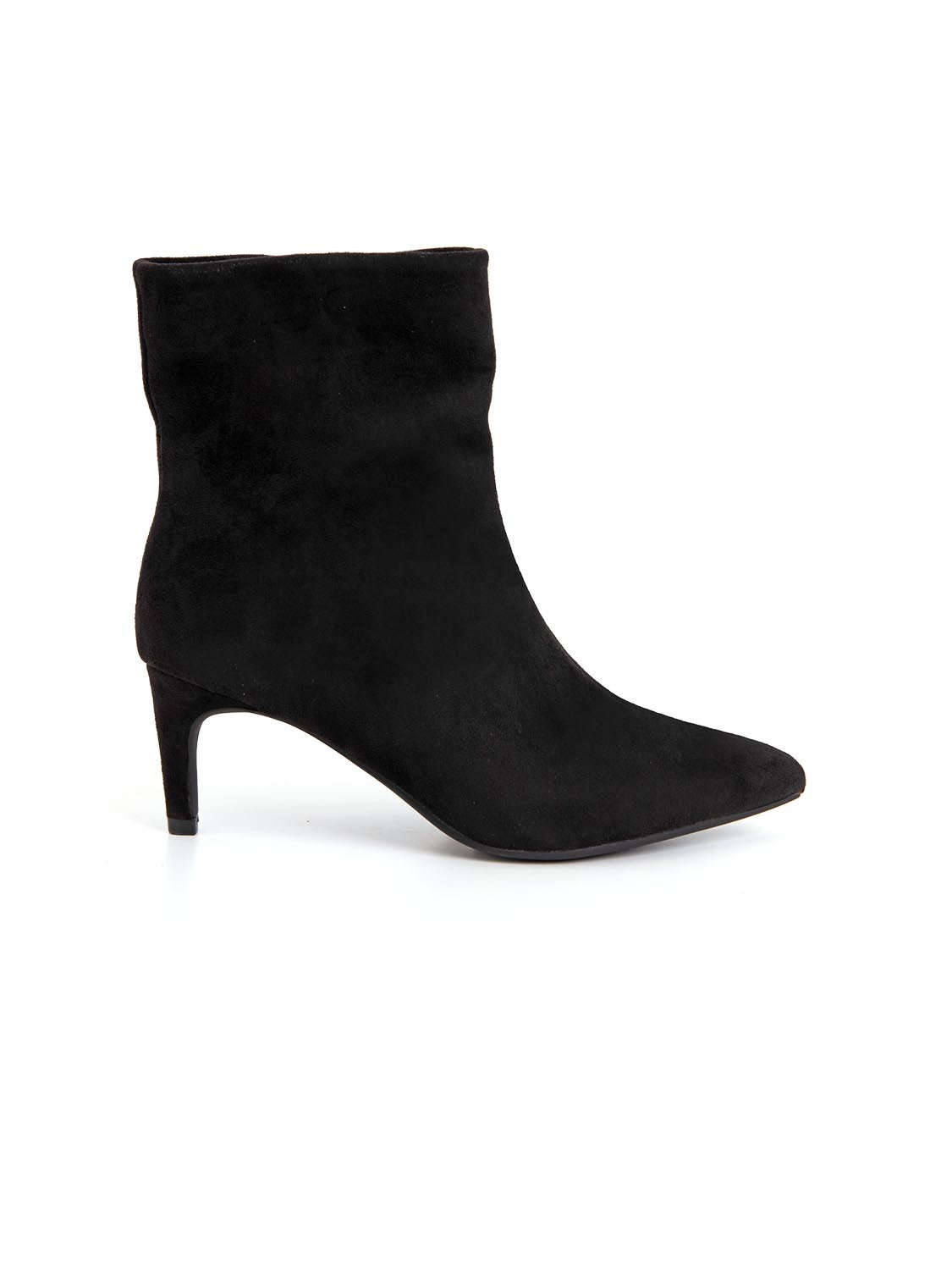 Tronchetto con tacco kitten in simil camoscio - NERO