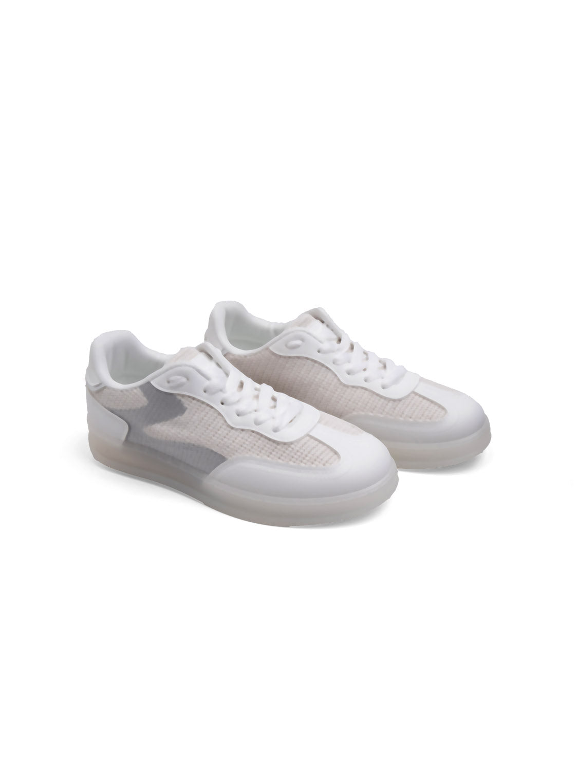 Sneaker tech-knit con stringhe - BIANCO