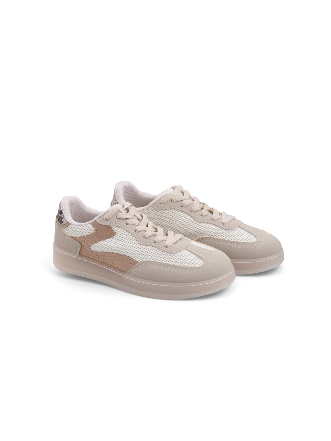 Sneaker tech-knit con stringhe - KHAKI