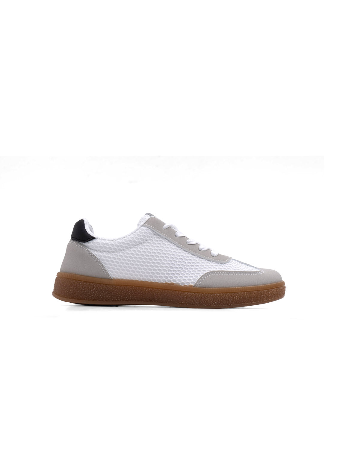 Sneaker bi-texture con suola a contrasto - BIANCO