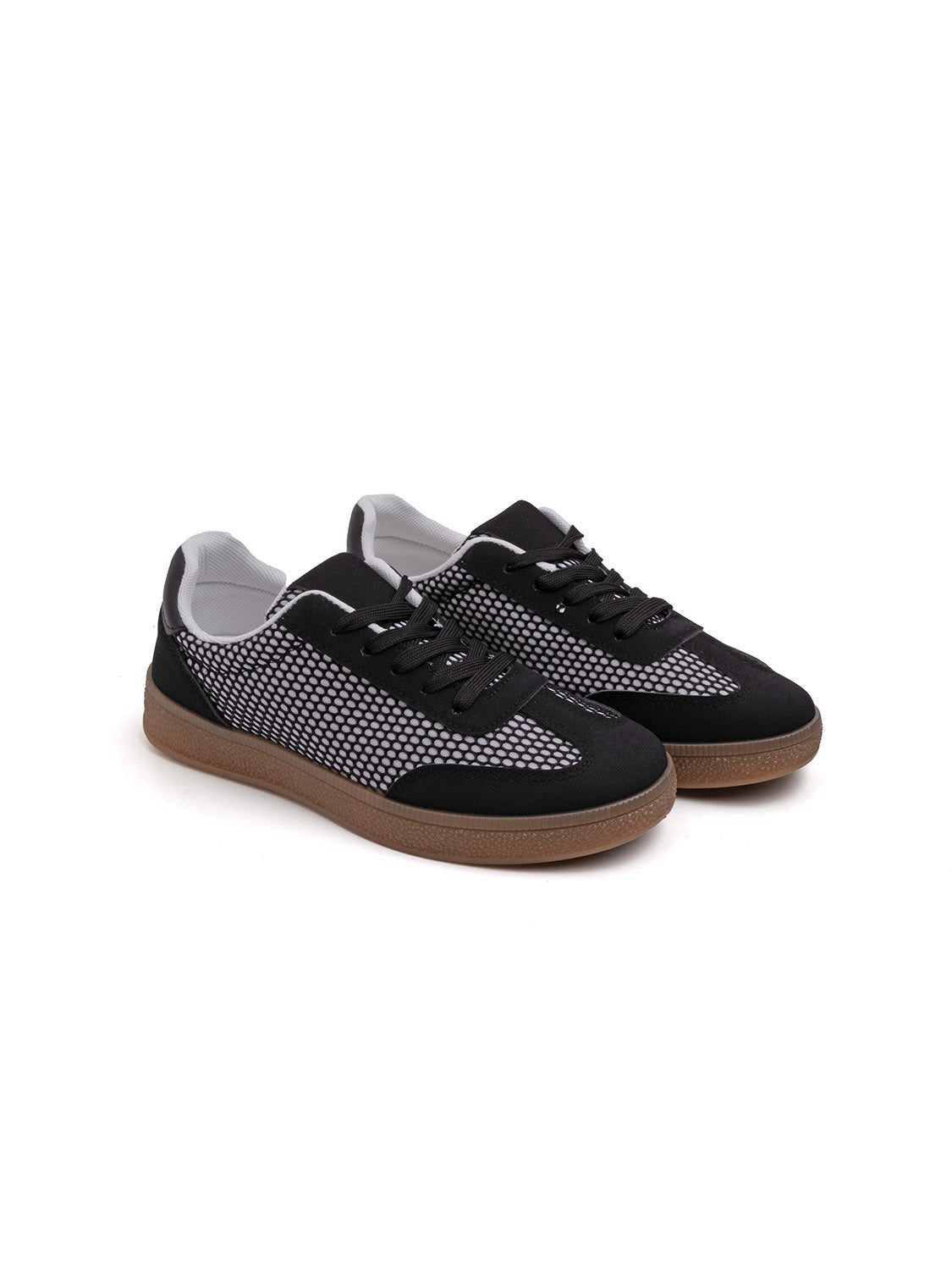 Sneaker bi-texture con suola a contrasto - NERO