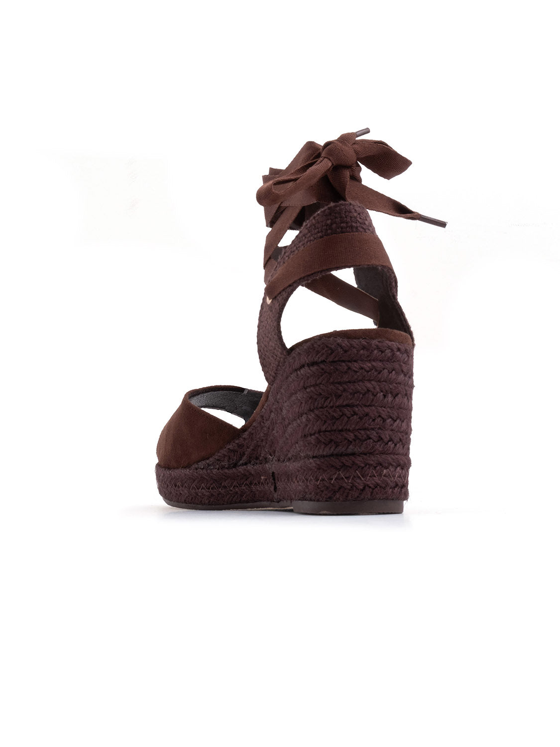 Espadrillas in simil camoscio con lacci - MARRONE