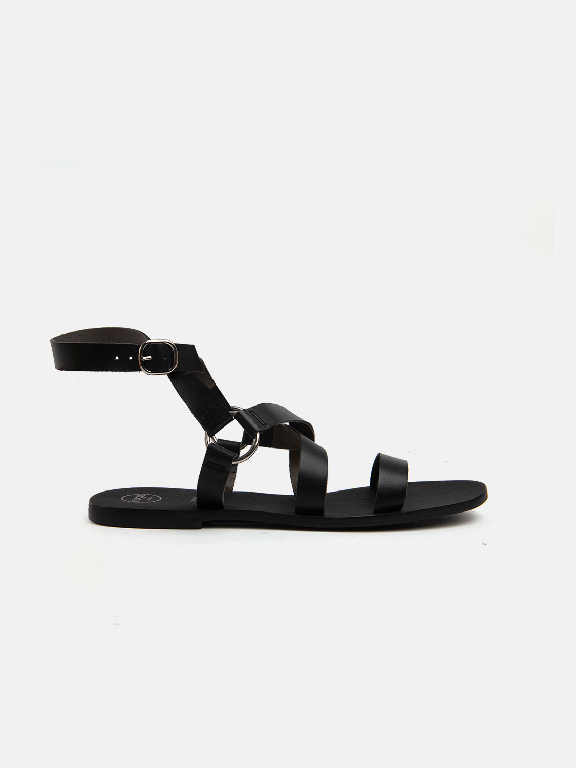 Real leather sandal with straps BLACK – Noga Shoes