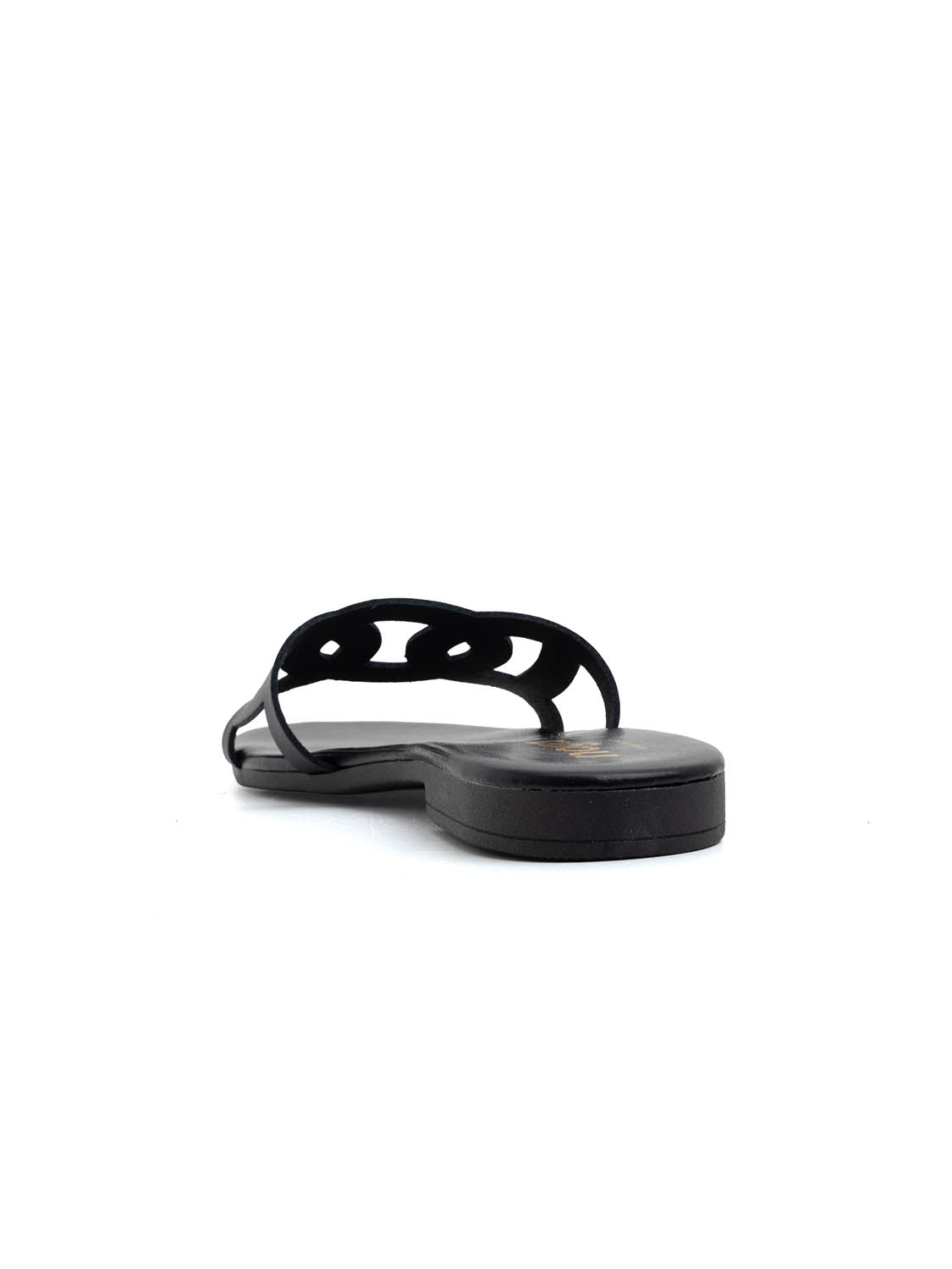 Ciabatta con fascia traforata in vera pelle - NERO