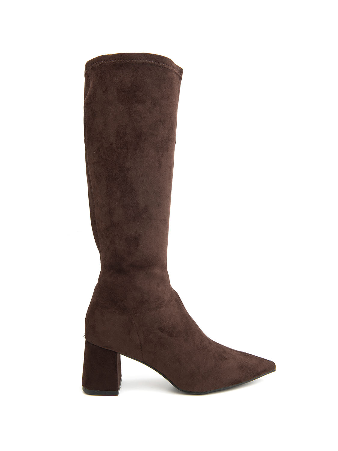 Stivale a punta sock style in simil camoscio - MARRONE