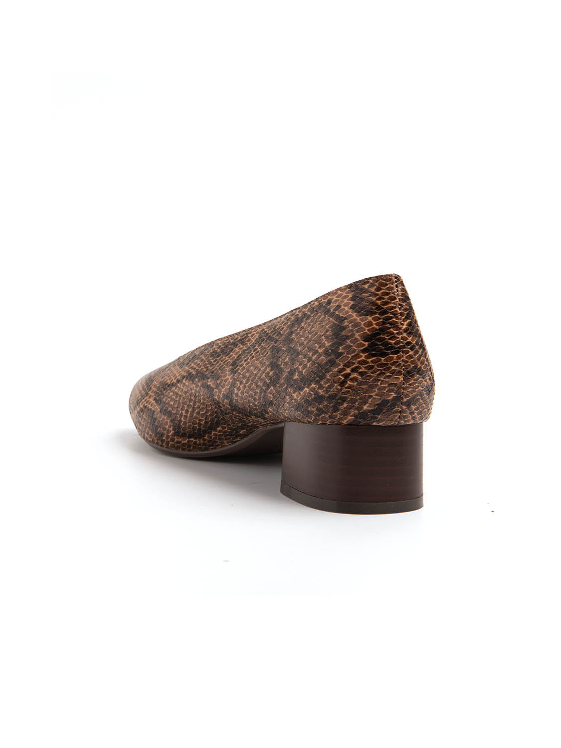 Ballerina con scollo a cuore e tacco 5 cm - MARRONE