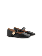 Ballerina a punta con cinturino placcato - NERO