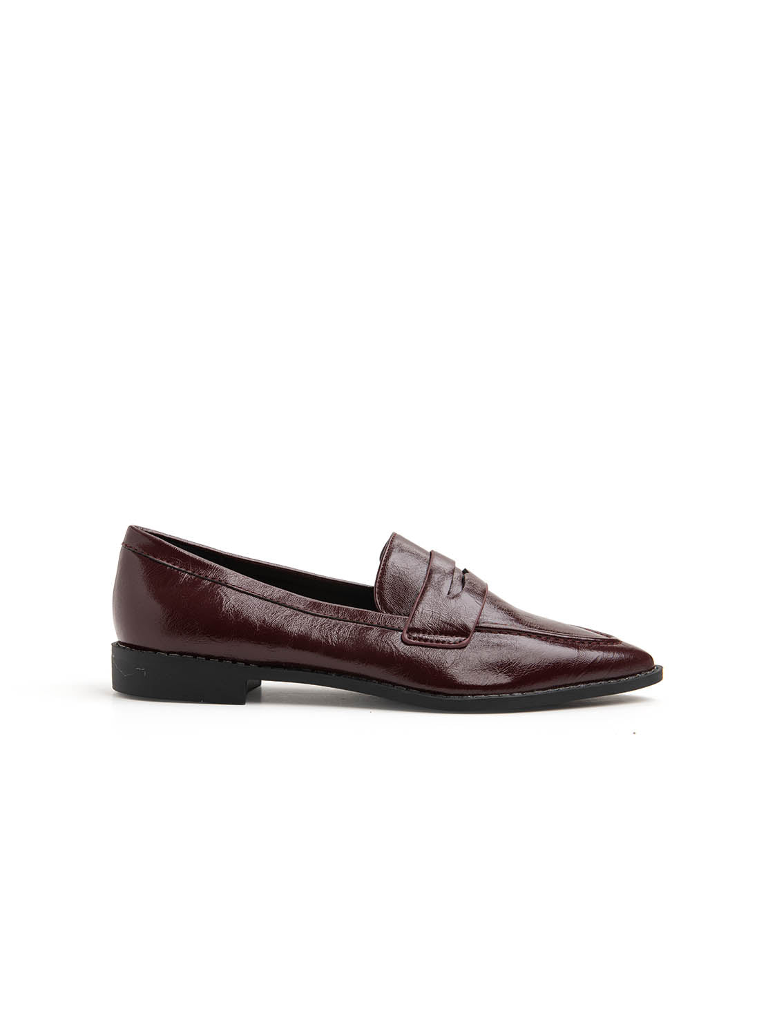 Mocassino slim a punta con fascia penny - BORDEAUX