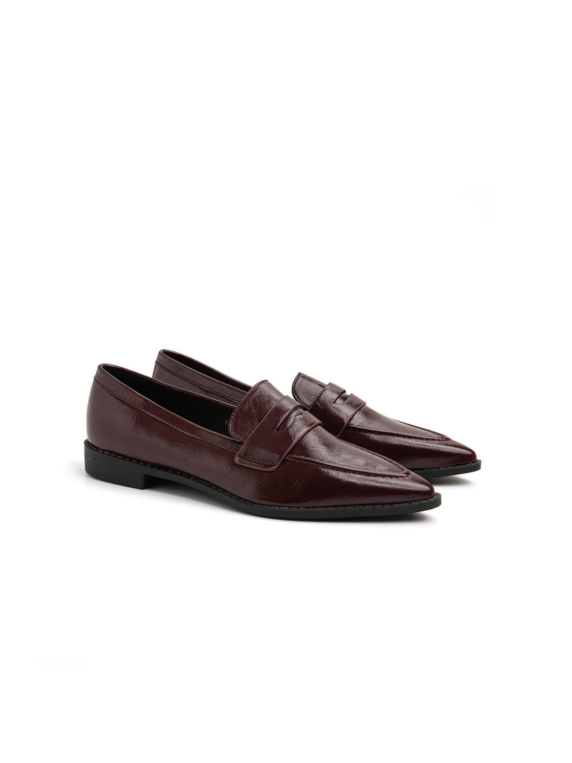 Mocassino slim a punta con fascia penny - BORDEAUX