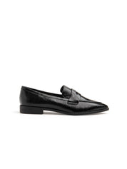 Mocassino slim a punta con fascia penny - NERO