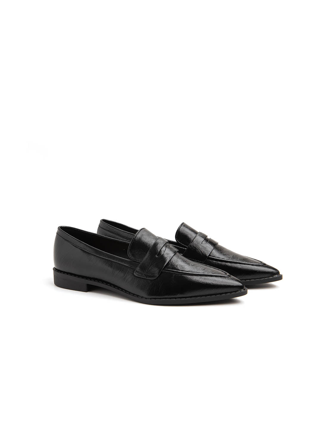 Mocassino slim a punta con fascia penny - NERO