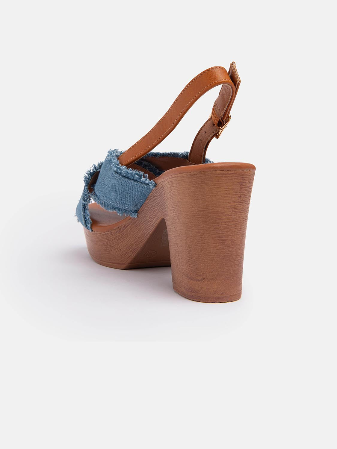 Zoccolo con fascia in jeans incrociata - AZZURRO