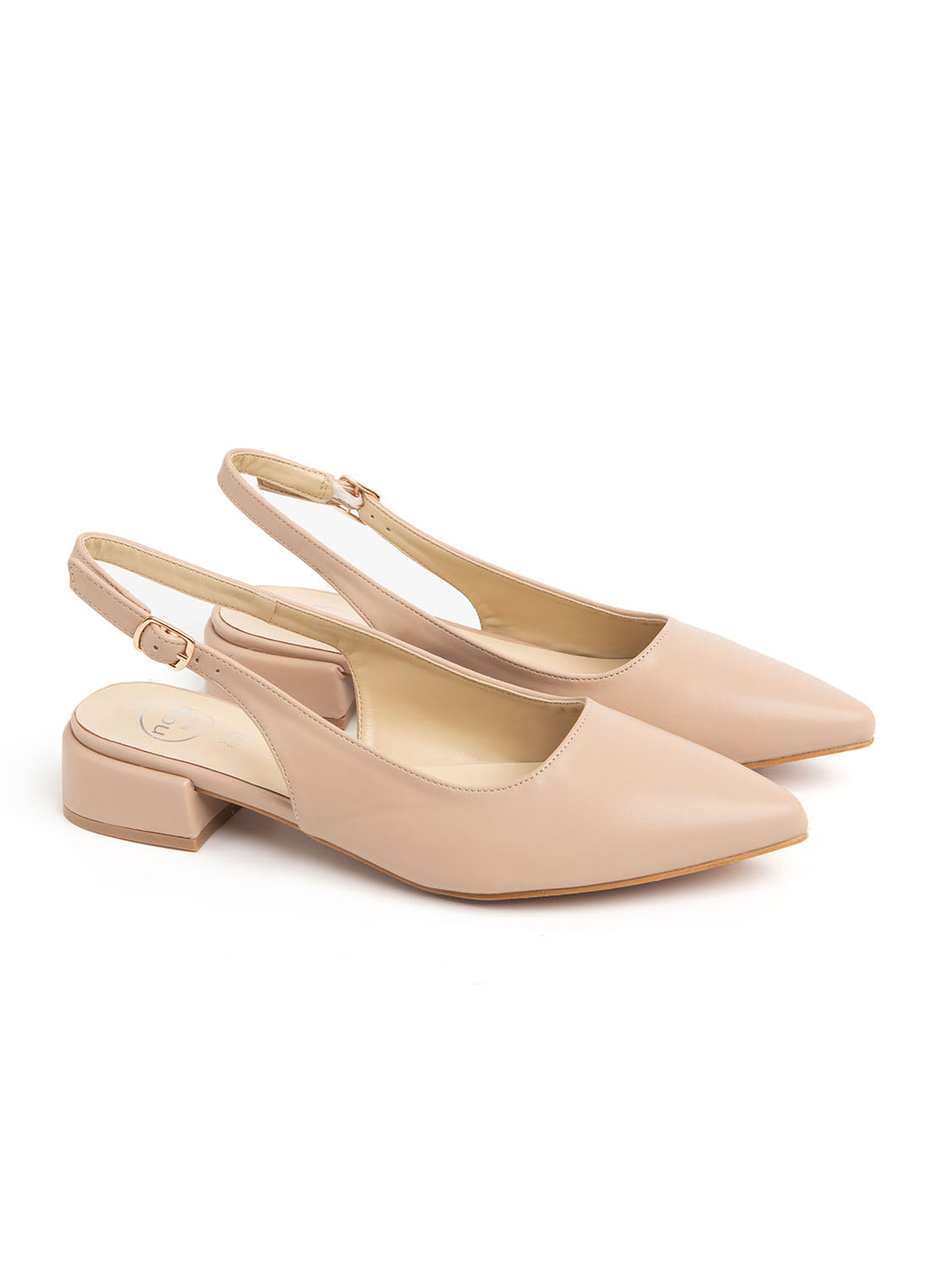 Classic pointed slingback with 3 cm heel - NUDE