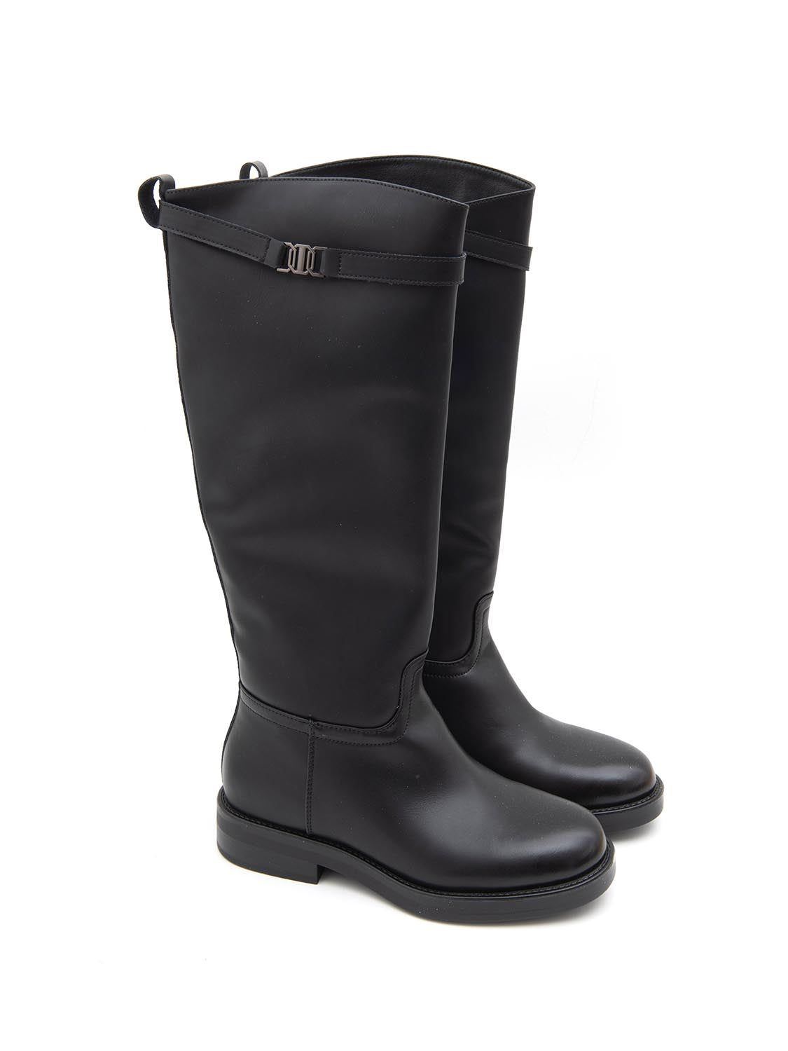 Stivale riding in vera pelle - NERO