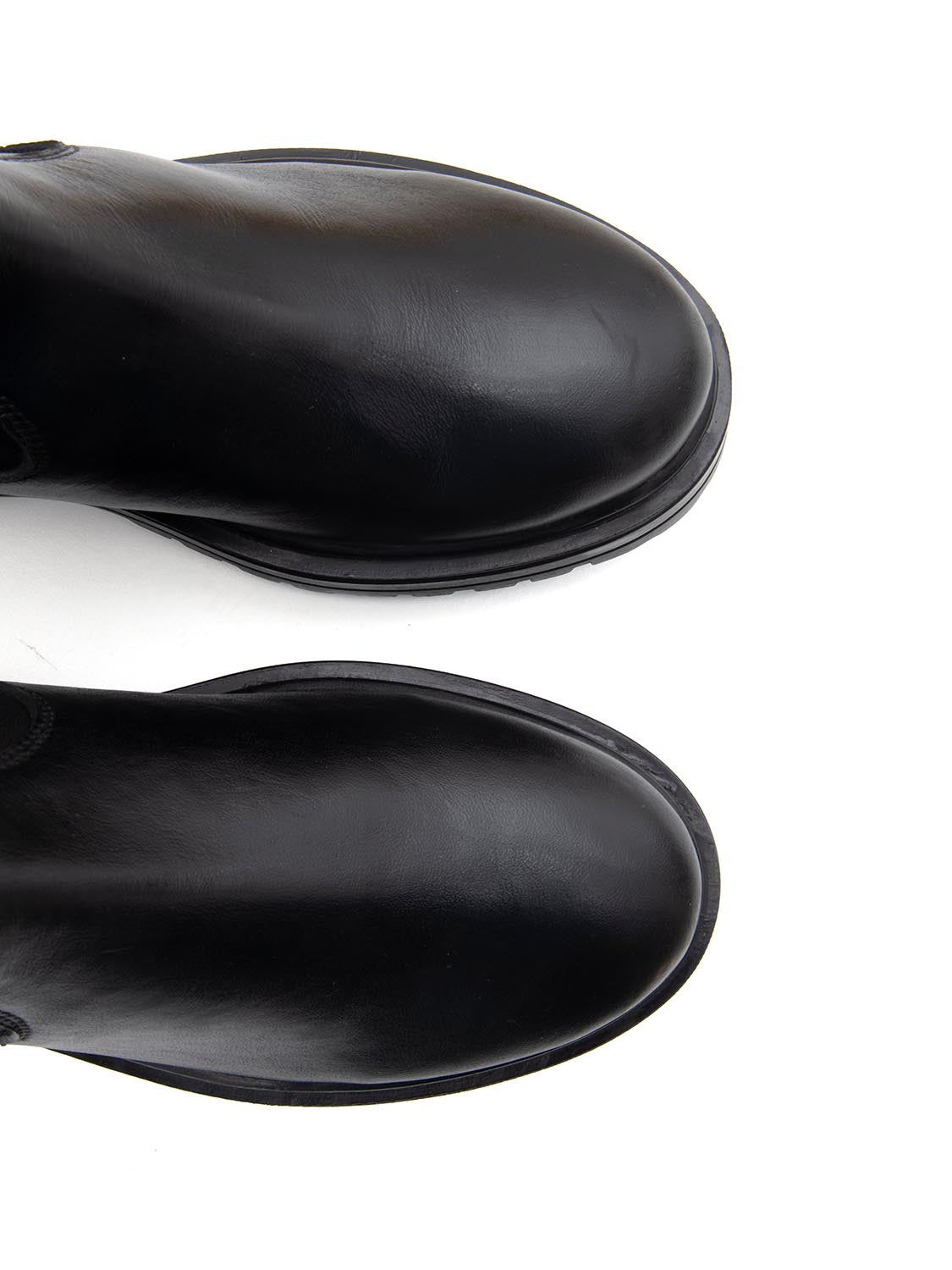 Stivale in vera pelle con gambale elasticizzato - NERO