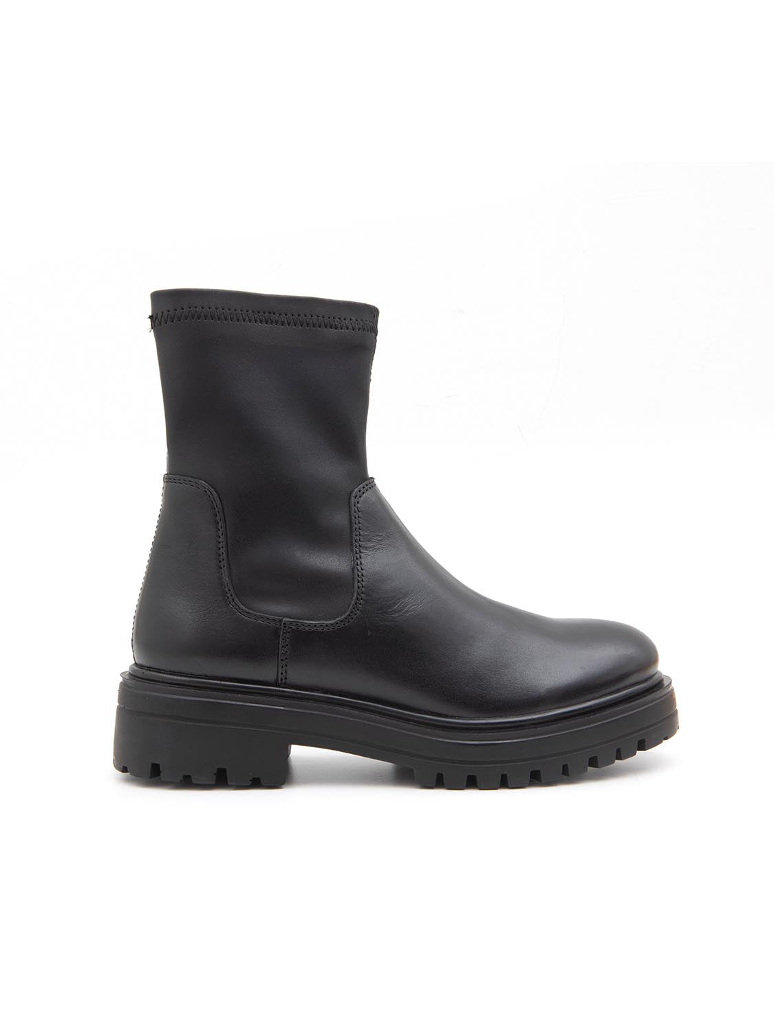 Stivaletto in vera pelle con calzata elastica - NERO
