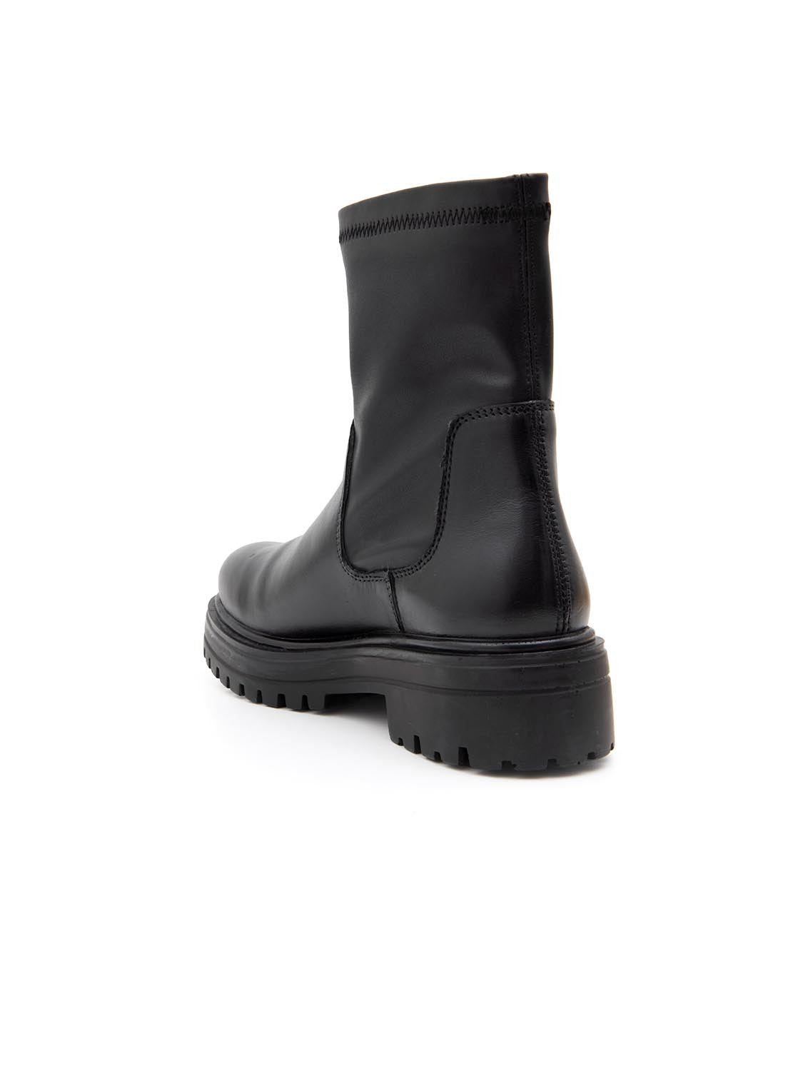 Stivaletto in vera pelle con calzata elastica - NERO