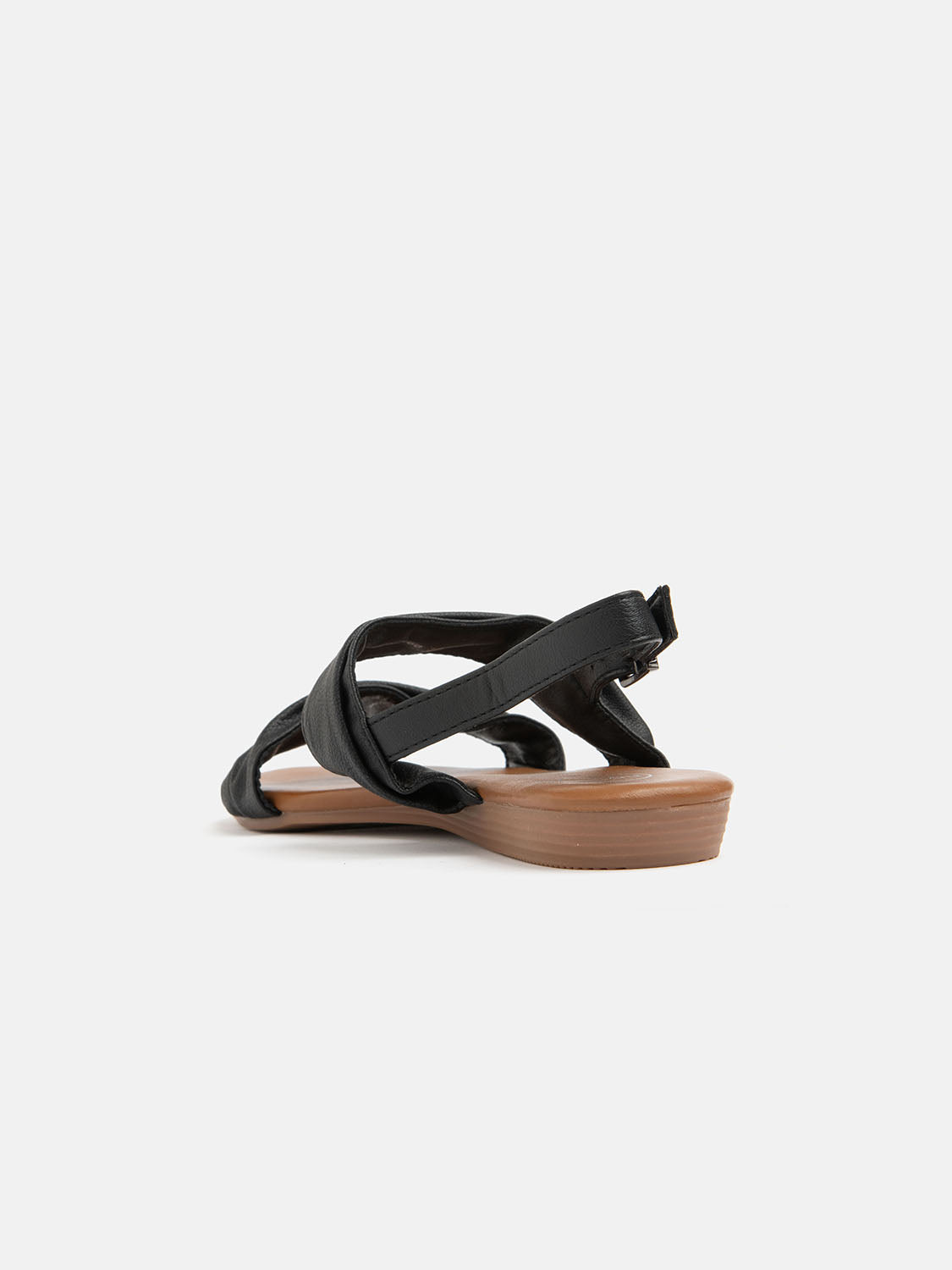 Low sandal with wide bands and strap - BLACK