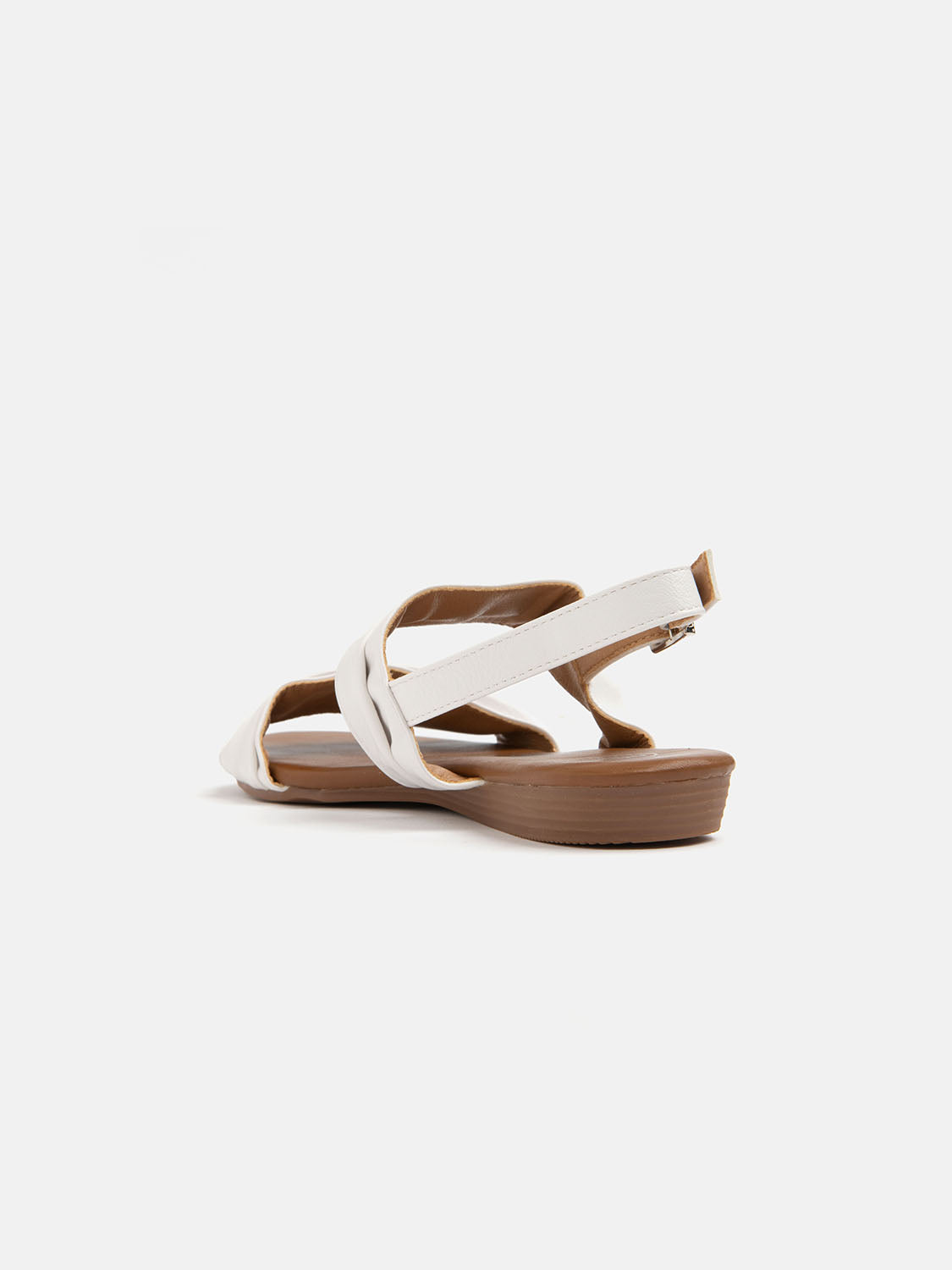 Low sandal with wide bands and strap - WHITE