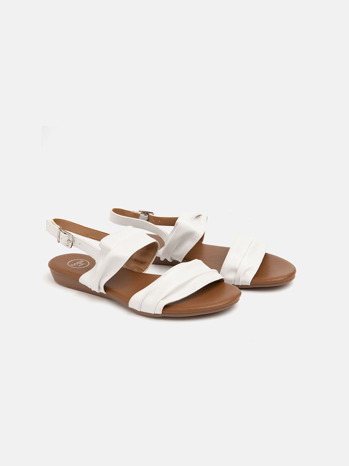 Low sandal with wide bands and strap - WHITE