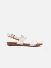 Low sandal with wide bands and strap - WHITE