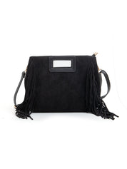 Borsa a mano con frange - NERO