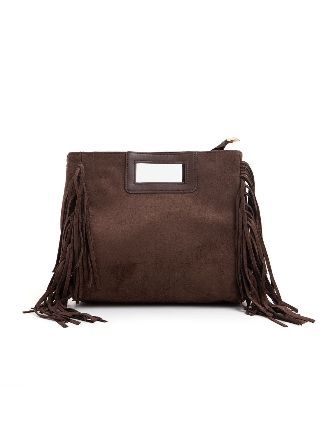 Borsa a mano con frange - CAFFÈ