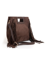 Borsa a mano con frange - CAFFÈ