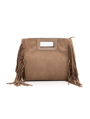Borsa a mano con frange - CAMMELLO