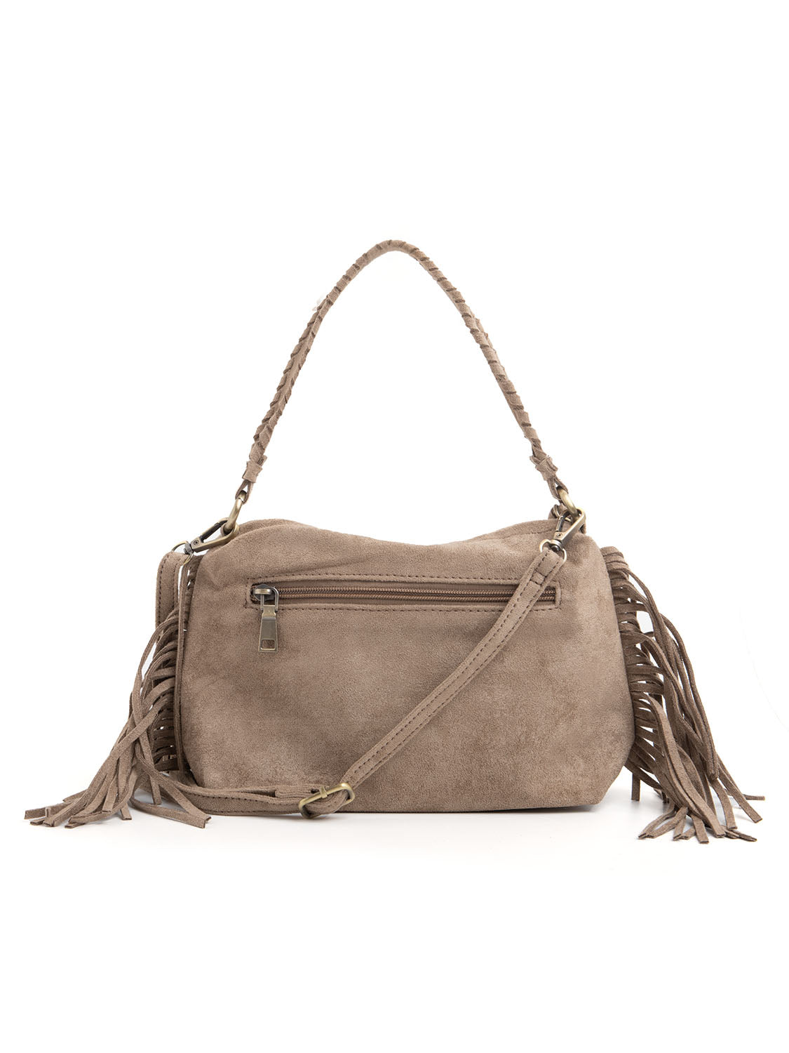 Borsa boho con frange - KHAKI