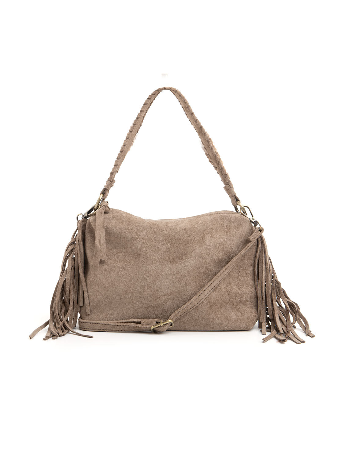 Borsa boho con frange - KHAKI