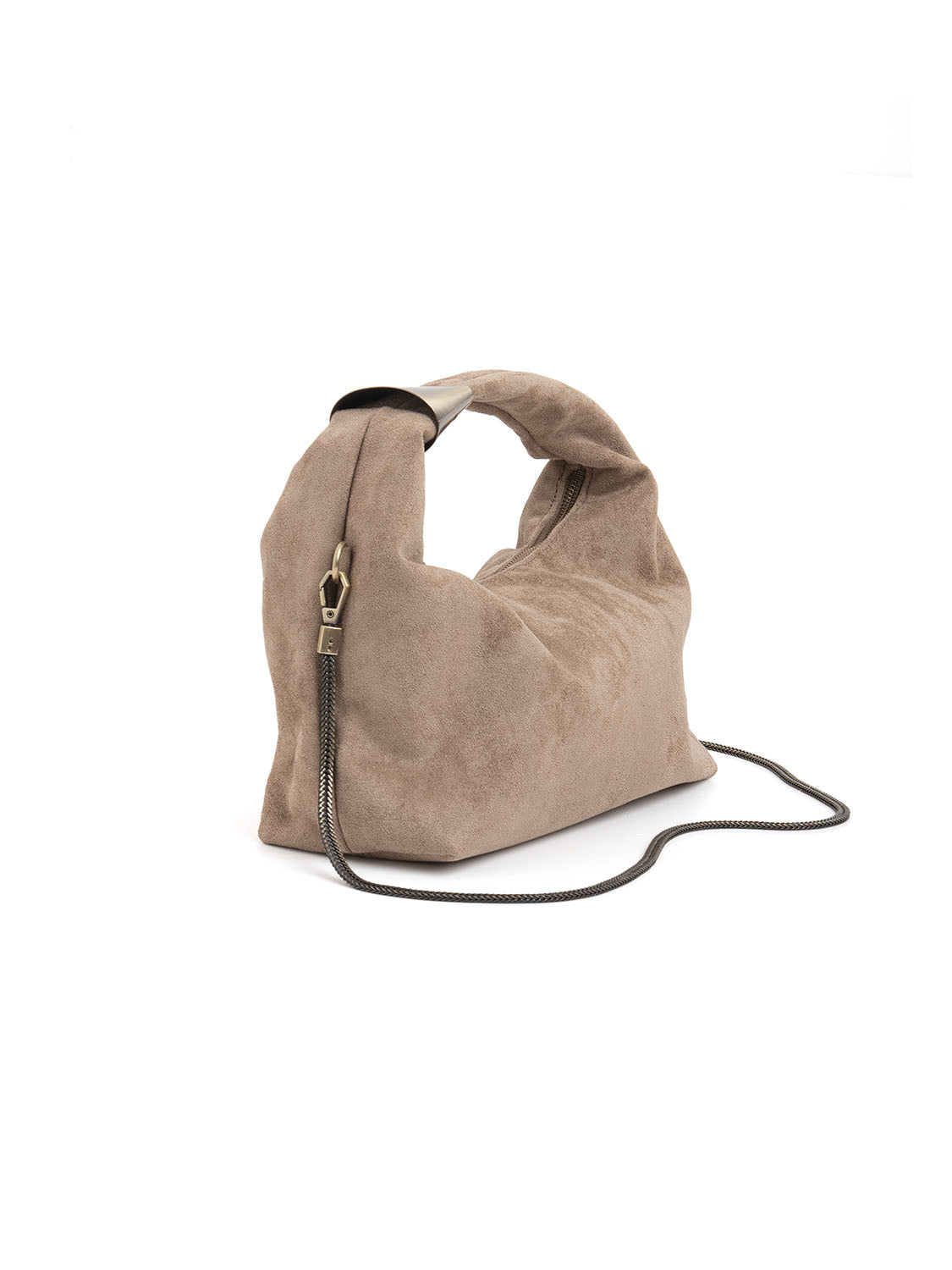 Borsa a mano minimal con manico oro - KHAKI