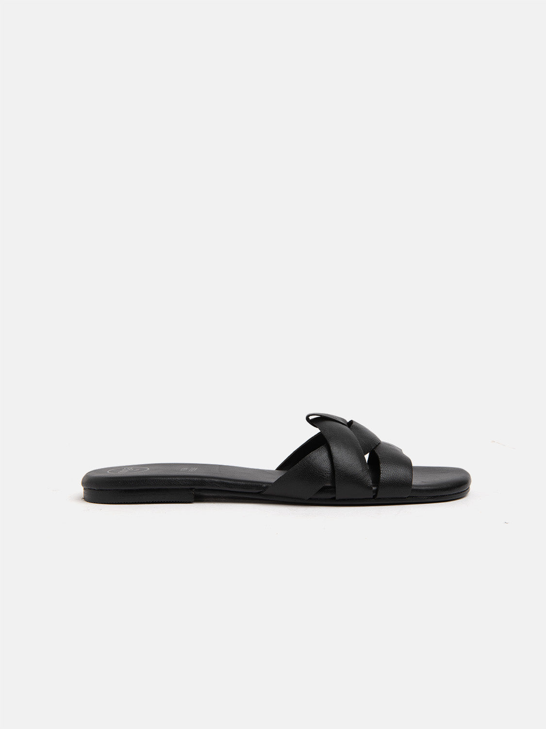 Genuine leather slipper with crisscross straps - BLACK