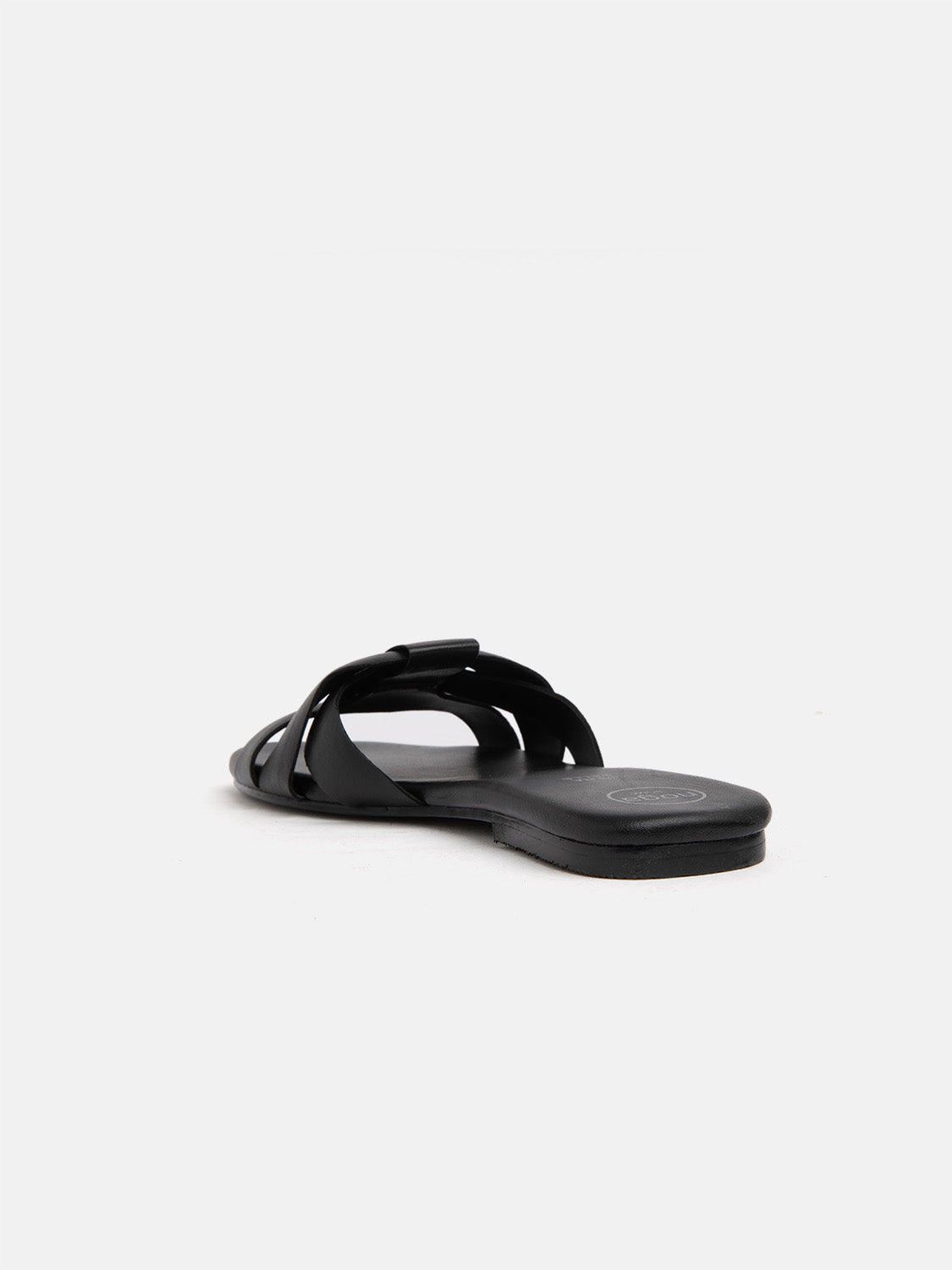 Genuine leather slipper with crisscross straps - BLACK