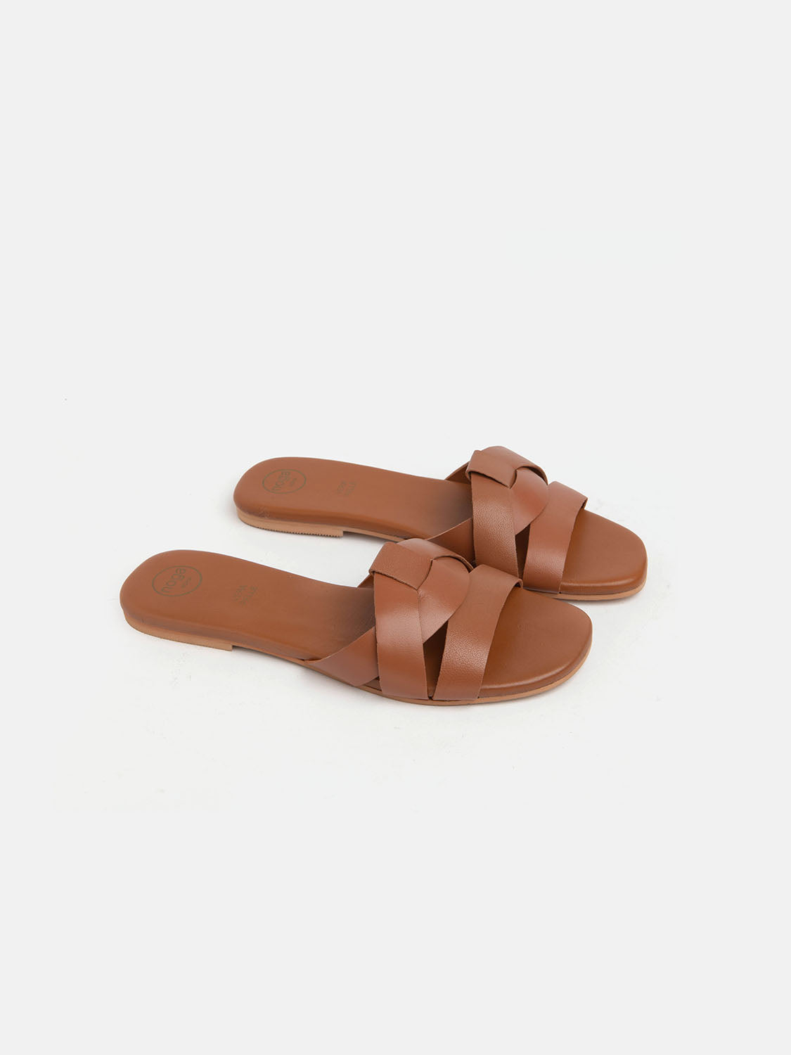 Genuine leather slipper with crisscross straps - LEATHER