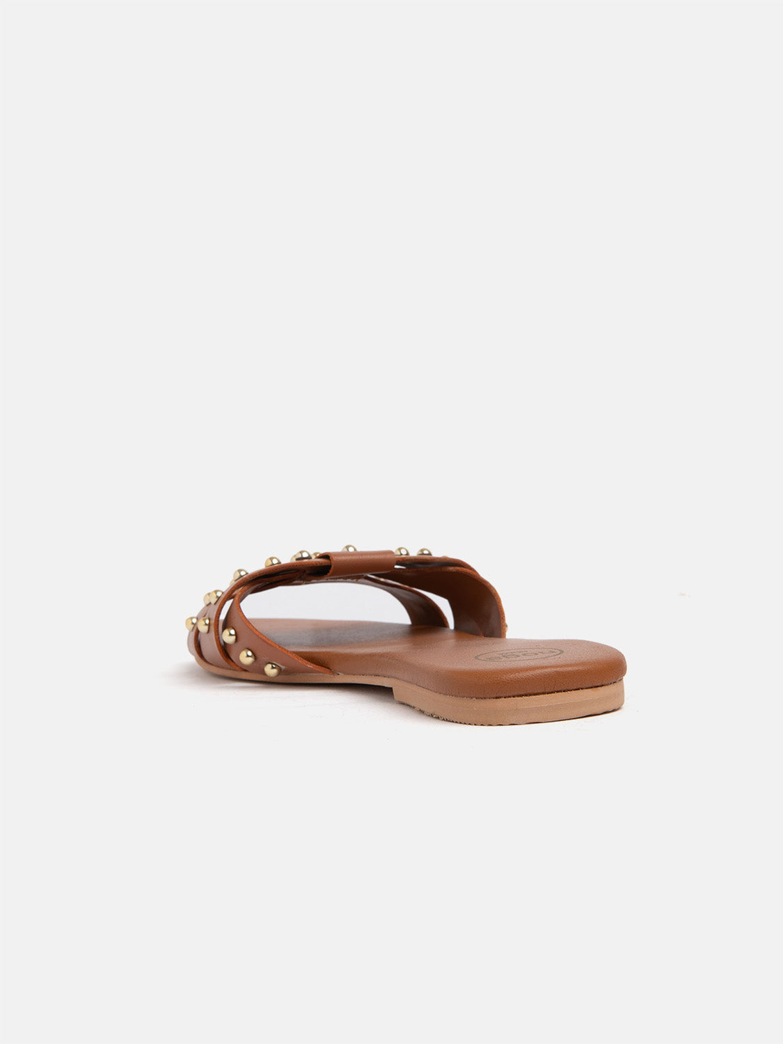 Studded genuine leather slipper - CUOIO