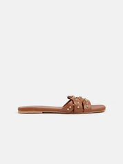 Studded genuine leather slipper - CUOIO