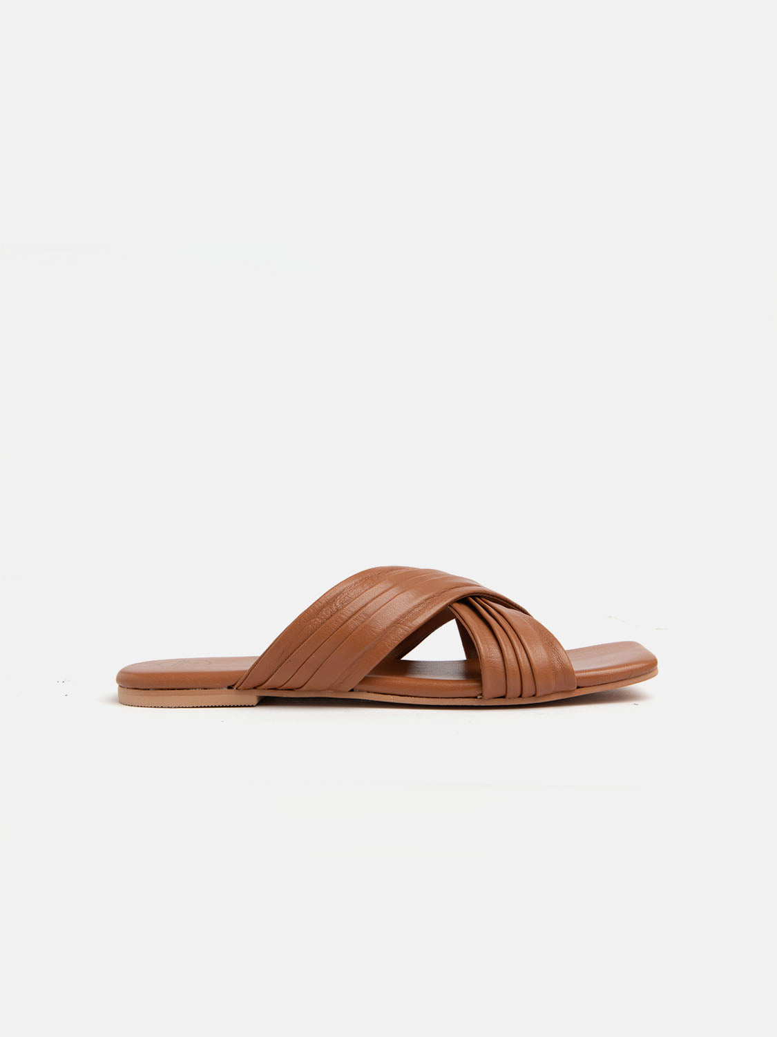 Genuine leather slipper with crisscross bands - LEATHER