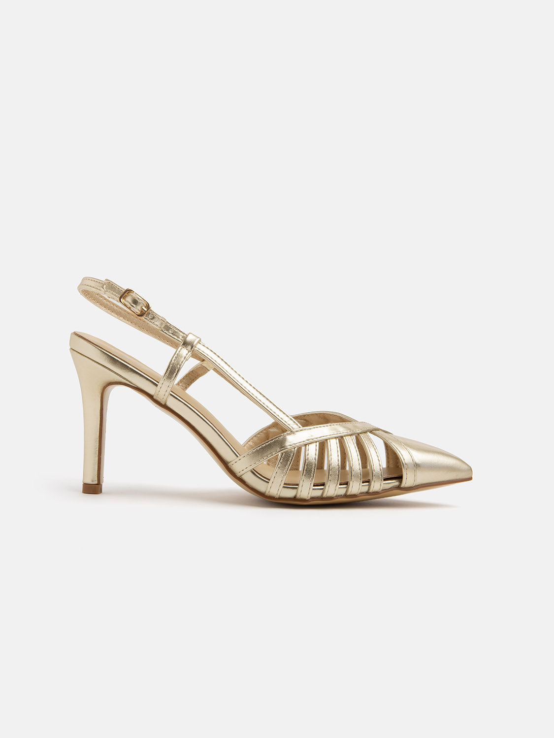 Pumps with stiletto heel and toe with crosses - GOLD