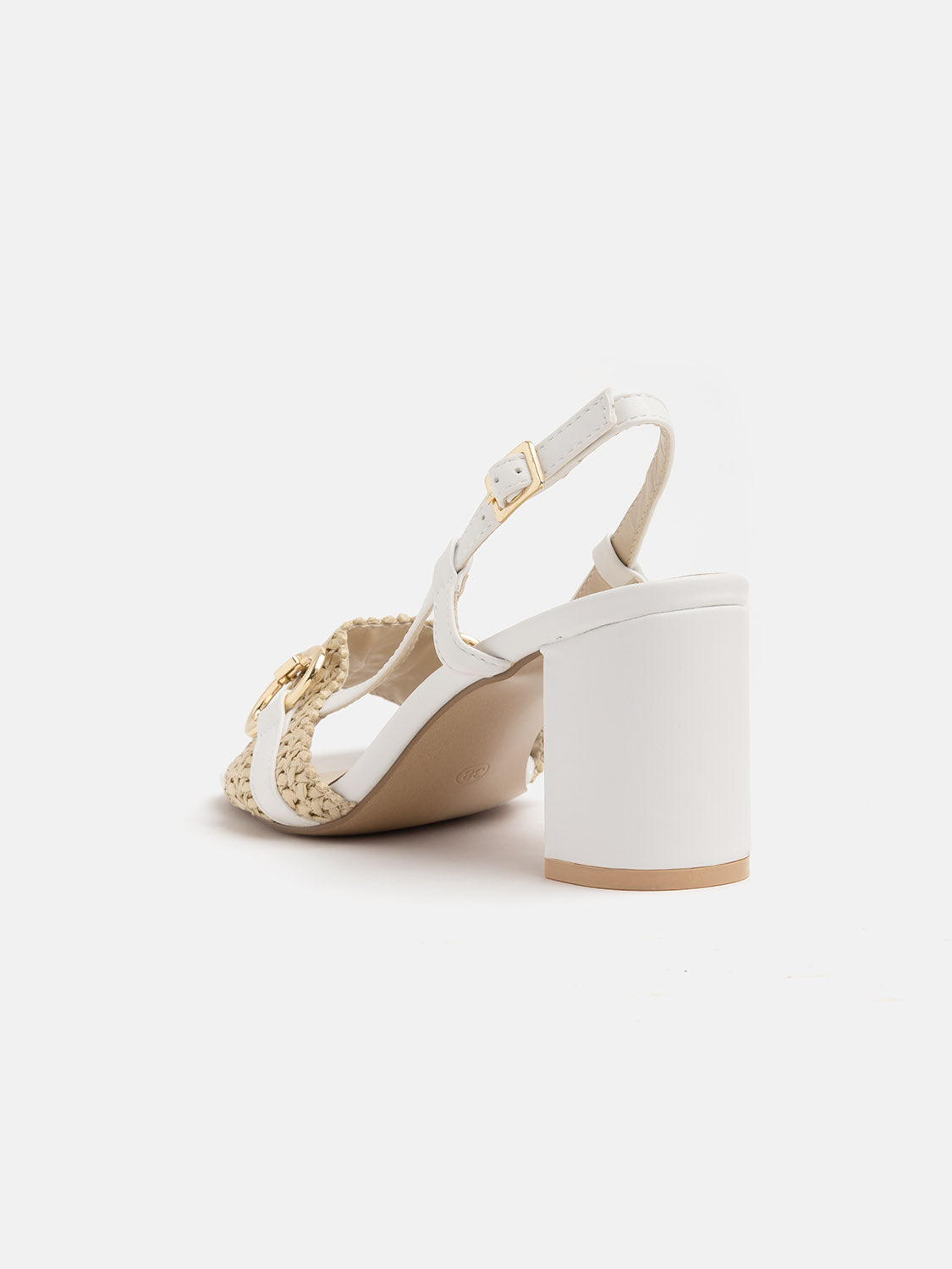 Sandal with straw band and gold clamp - WHITE